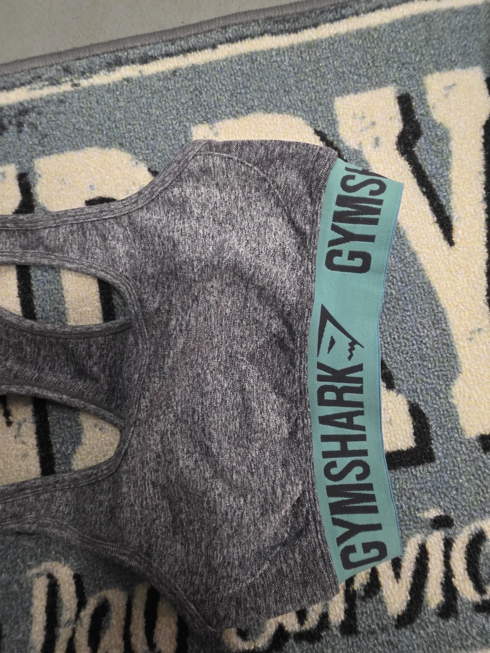 Gymshark Gray Track Joggers with Teal Logo Waistband